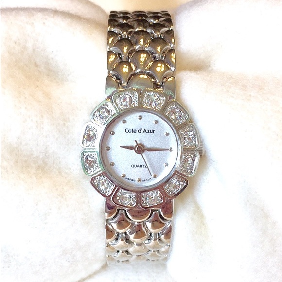 Côte d’ Azur silver watch with rhinestones - Picture 2 of 5
